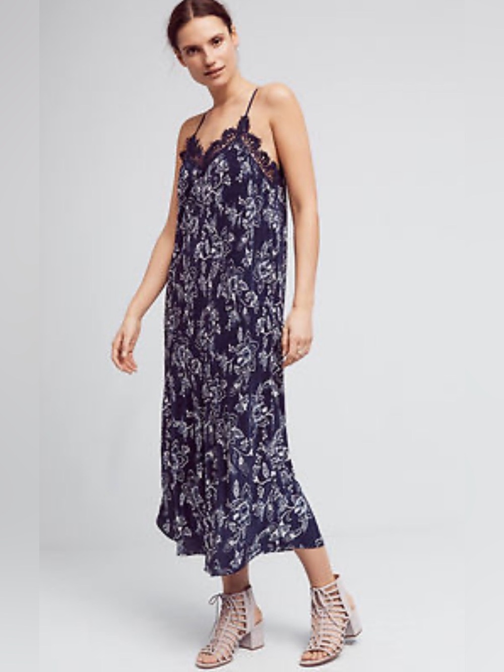 ANTHROPOLOGIE Marsilea Slip Dress M MOON RIVER Midi Dress
